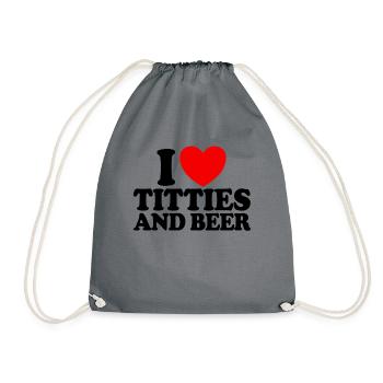 Ich liebe Titten und Bier lustige M�nner Ich liebe - Turnbeutel - Grau - Vorne