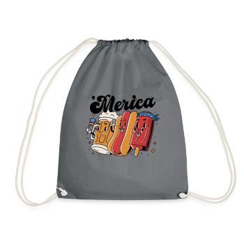 Merica 4. Juli Mug Hotdog Eis Eis am 4. Juli lusti - Turnbeutel - Grau - Vorne