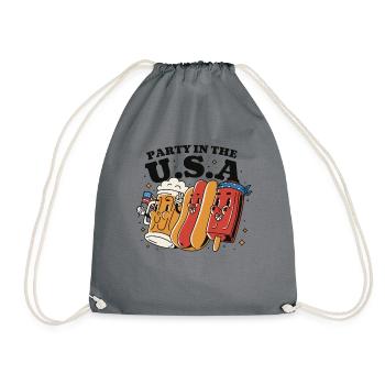 Party in den USA 4. Juli Bier Hotdog Eis am Stiel - Turnbeutel - Grau - Vorne