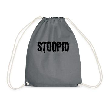 Stoopid Dripy Black Dripin Letters Streetwear - Drawstring Bag - grey - Front