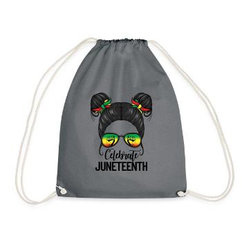 Celebrate Juneteenth Messy Bun Black Juneteenth - Drawstring Bag - grey - Front