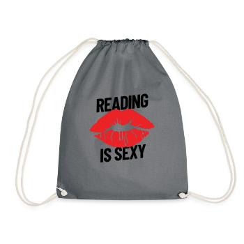 Lesen ist sexy Lippen Buchwurm Buchliebhaber Lesen - Turnbeutel - Grau - Vorne