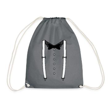 Schwarze Fliege Hosentr�ger Cummerbund Tuxedo Flie - Turnbeutel - Grau - Vorne