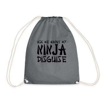 Lustige Fragen Sie mich nach meiner Ninja -Verklei - Turnbeutel - Grau - Vorne