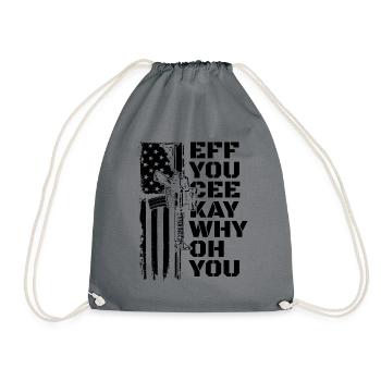 Eff du cee kay warum oh du hast die amerikanische - Turnbeutel - Grau - Vorne