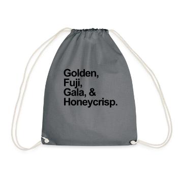 Goldene Fuji -Gala und Honeycrisp -Apfel -Picking - Turnbeutel - Grau - Vorne