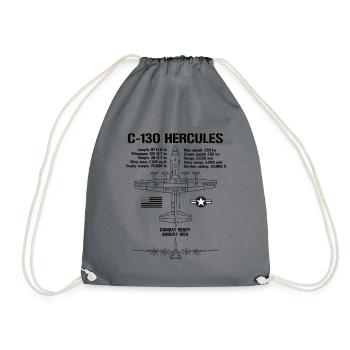 C-130 Hercules Specs Militärflugzeug C130 - Turnbeutel - Grau - Vorne