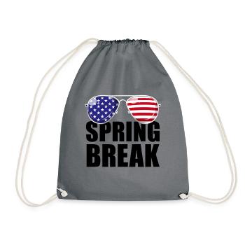 Frühlingsferien, patriotische USA-Flagge, Frühling - Turnbeutel - Grau - Vorne