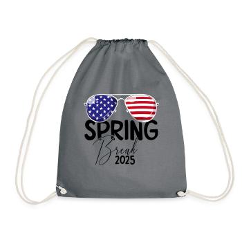 Spring Break 2025 Patriotische USA-Flagge Spring B - Turnbeutel - Grau - Vorne