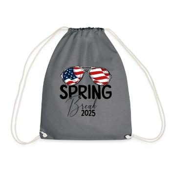 Spring Break 2025 Patriotische USA-Flagge Spring B - Turnbeutel - Grau - Vorne