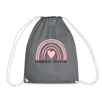 Vertretungslehrer Boho Rainbow Zurück zur Schule - Turnbeutel - Grau - Vorne