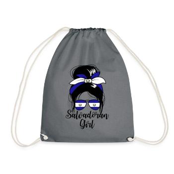 Salvadorianisches Mädchen Messy Bun Damen El Salva - Turnbeutel - Grau - Vorne