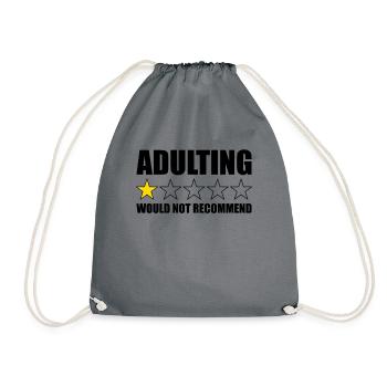 Adulting würde 1-Stern nicht empfehlen. Lustiges A - Turnbeutel - Grau - Vorne
