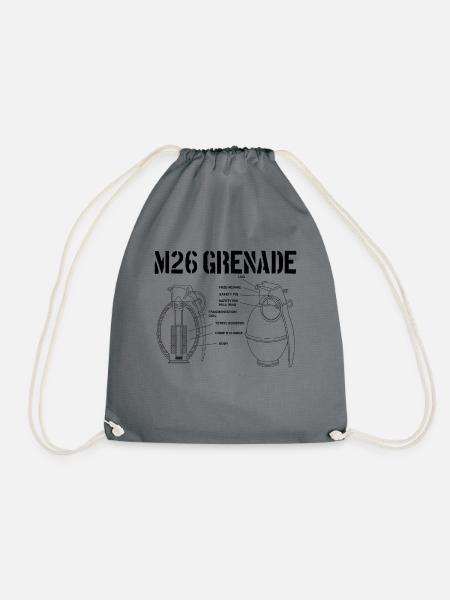 M26-Granate-Schema Grenadier M26-Granate - Turnbeutel - Grau