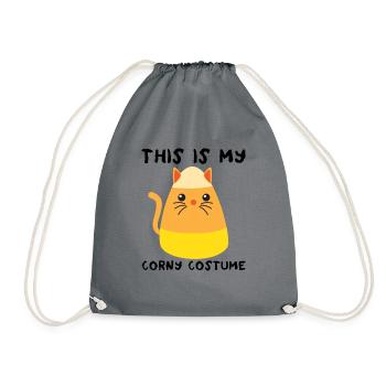 Das ist mein kitschiges Halloween-Katze-Candy-Corn - Turnbeutel - Grau - Vorne
