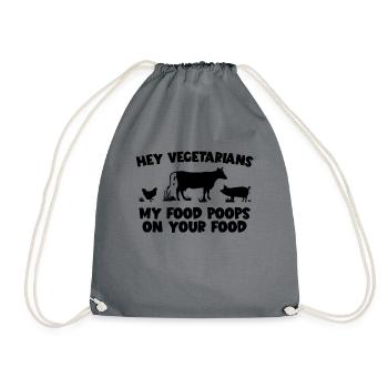 Ma nourriture fait caca sur ta nourriture, poulet, vache, cochon - Sac de sport léger - gris - Devant