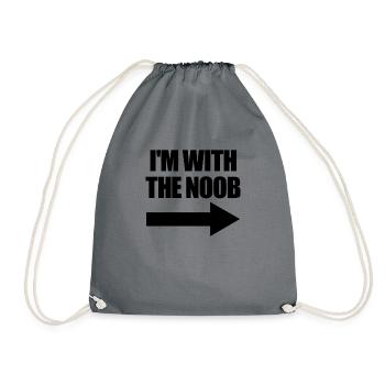 I'm with the Noob Arrow Right Video gamer Noob - Drawstring Bag - grey - Front