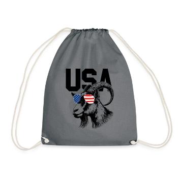 GOAT American Flag Goat Goat Glasses - Drawstring Bag - grey - Front
