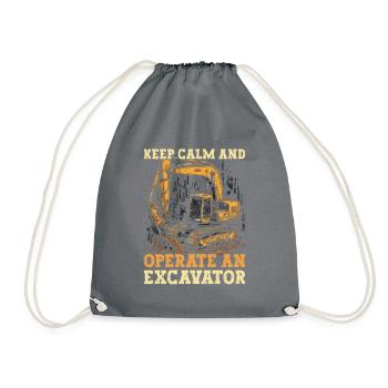 Operate Excavator - Drawstring Bag - grey - Front