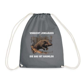 Beware of young hunters - Drawstring Bag - grey - Front