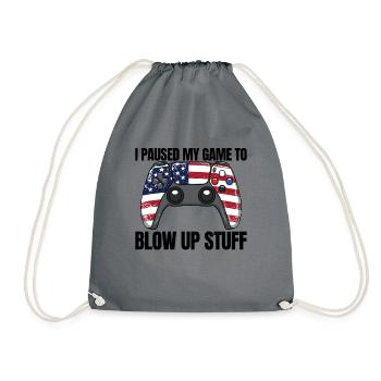 I've paused my game to put stuff in the air - Drawstring Bag - grey - Front