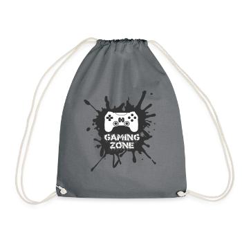 Gaming Zone Computer Video Spiele Gamer - Turnbeutel - Grau - Vorne