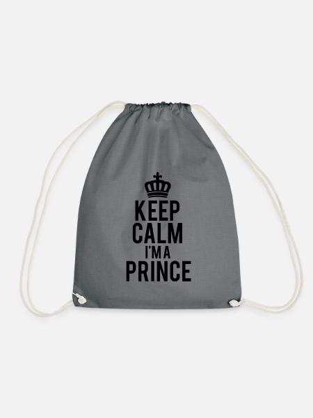 Cooler Prinzen Spruch, Keep Calm I'm A Prince - Turnbeutel - Grau