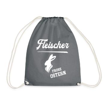 Fleischer Frohe Ostern Ostergeschenk Fleischerei - Turnbeutel - Grau - Vorne