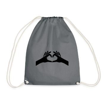 Hands Heart Symbol - Drawstring Bag - grey - Front