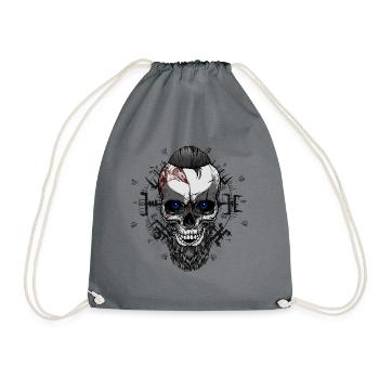 Viking Skull - Drawstring Bag - grey - Front