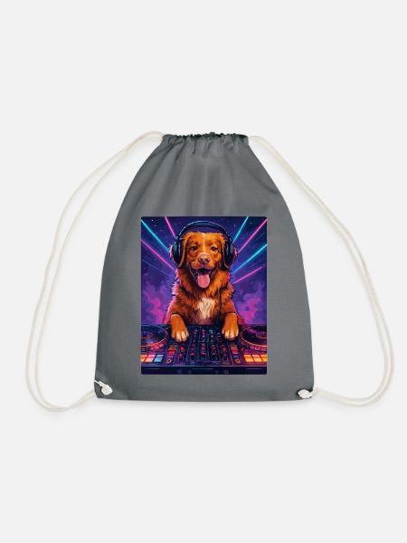 Nova Scotia Toller DJ Hund witzig positiv Geschenk - Turnbeutel - Grau