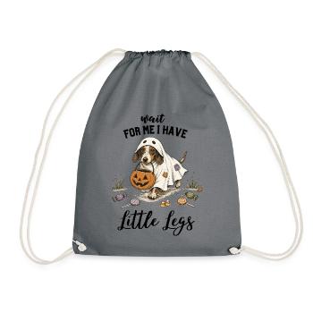 Dachshund Ghost Halloween Trick or Treat - Drawstring Bag - grey - Front