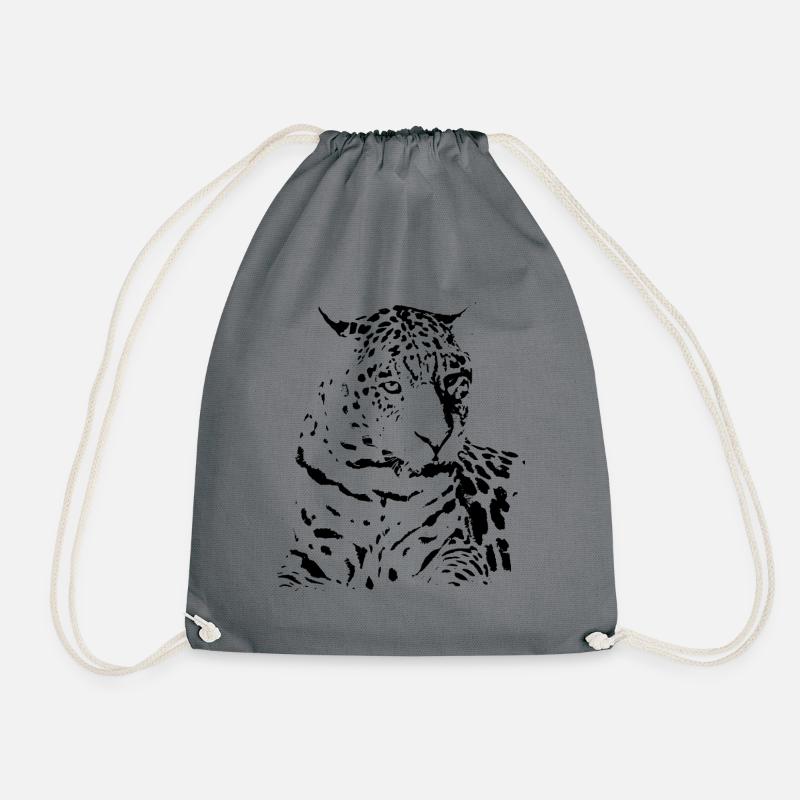 leopard schwarz Geschenke Geschenkidee - Turnbeutel - Grau