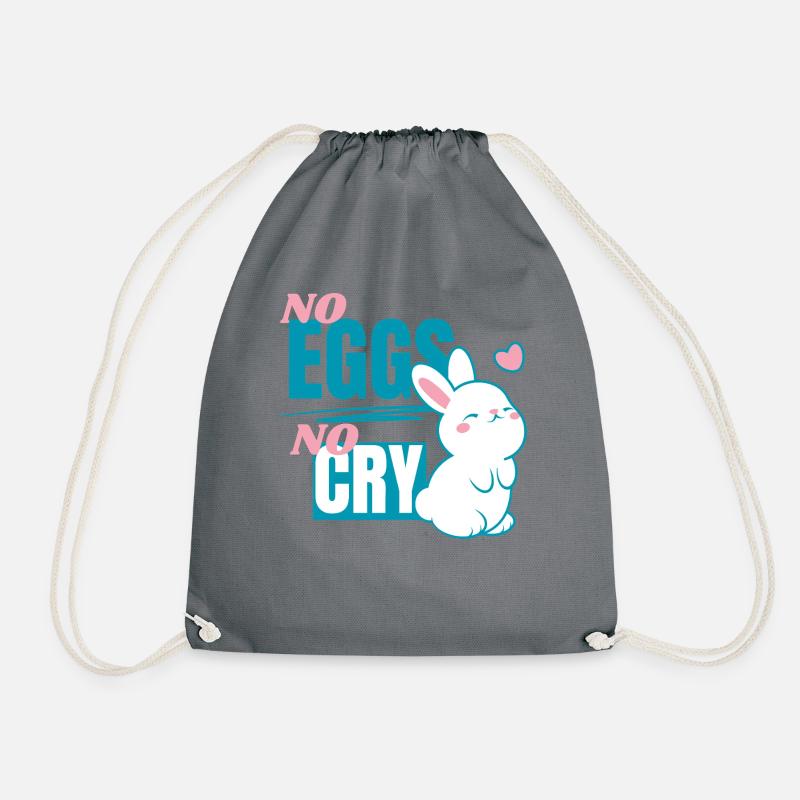 No Eggs - No Cry - Drawstring Bag - grey