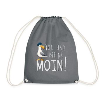 You Had Me At Moin! Cool North Sea Baltic Seagull Seagull - Drawstring Bag - grey - Front