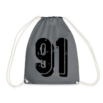 91 number jersey - Drawstring Bag - grey - Front