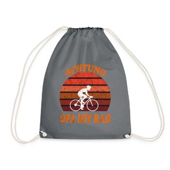 Opa,Rad fahren,Fahrrad,Hobby,Geschenk,Sport - Turnbeutel - Grau - Vorne