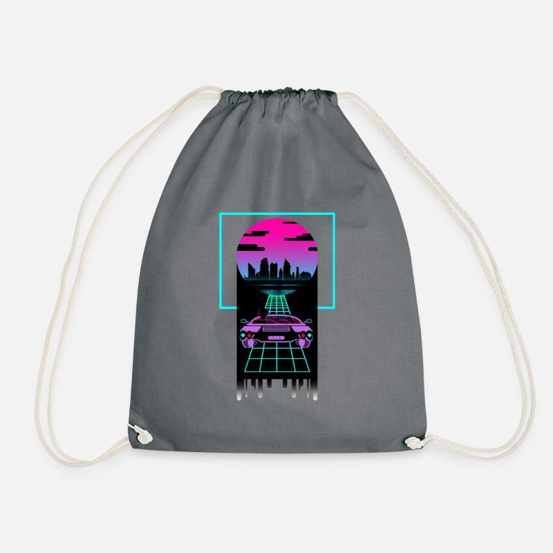 Synthwave Design for Couples Love - Drawstring Bag - grey