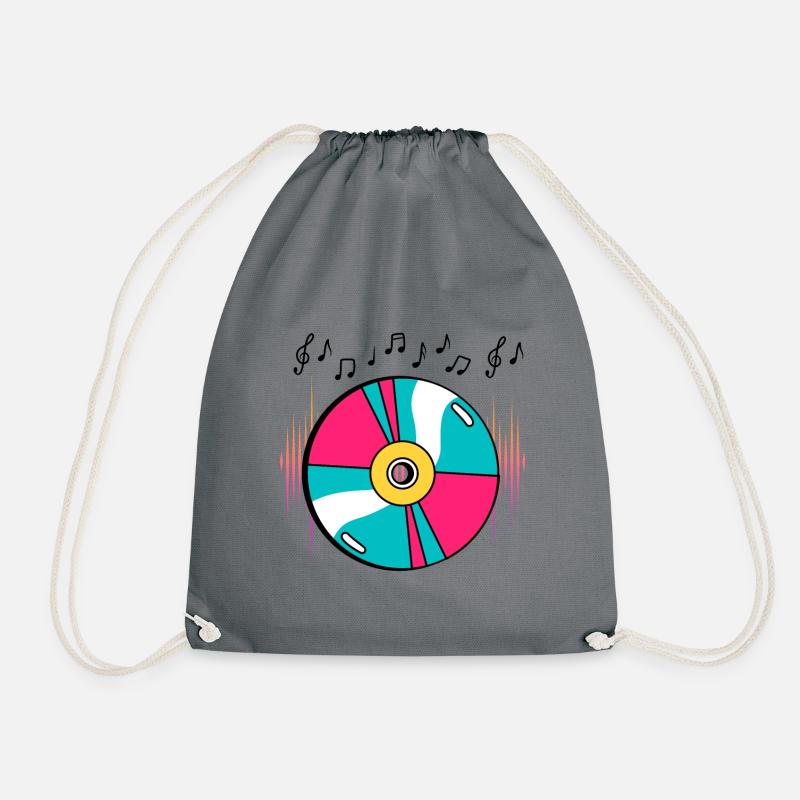 CD with Musical Notes T-Shirt - Drawstring Bag - grey