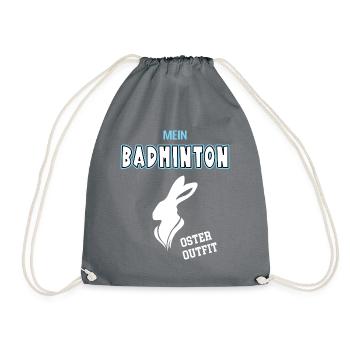 Badminton Oster Outfit Ostergeschenk Badmintoner - Turnbeutel - Grau - Vorne