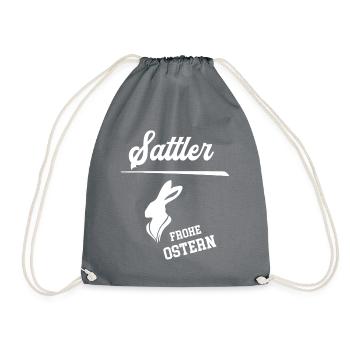 Sattler Frohe Ostern Ostergeschenk Sattlerei Chef - Turnbeutel - Grau - Vorne