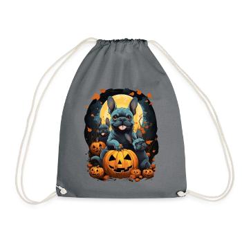 Halloween Hunde Design mit Kürbissen - Turnbeutel - Grau - Vorne