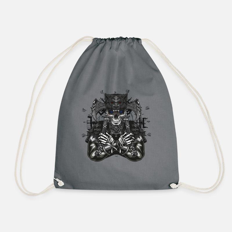Viking with axe - Drawstring Bag - grey