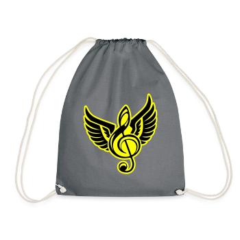 Notenschlüssel Symbol Flügel - Turnbeutel - Grau - Vorne