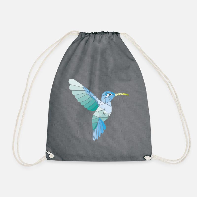 Hummingbird geometric blue - Drawstring Bag - grey