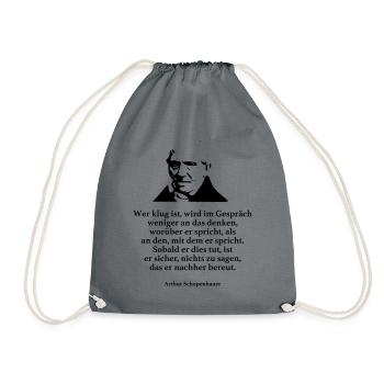 Schopenhauer: Whoever is wise will be less in conversation - Drawstring Bag - grey - Front
