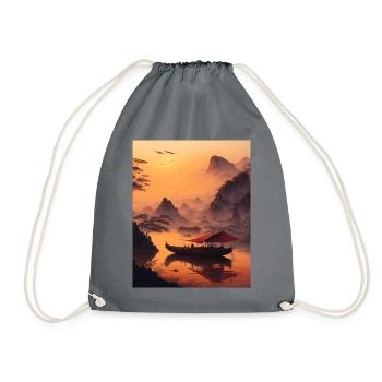 Japanese detailed landscae 2 - Drawstring Bag - grey - Front