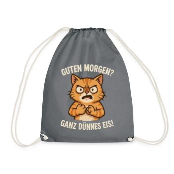 very thin cat - Drawstring Bag - grey - Front