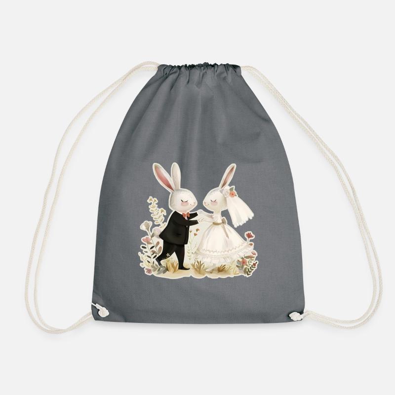 Bride and groom rabbits - Turnbeutel - Grau
