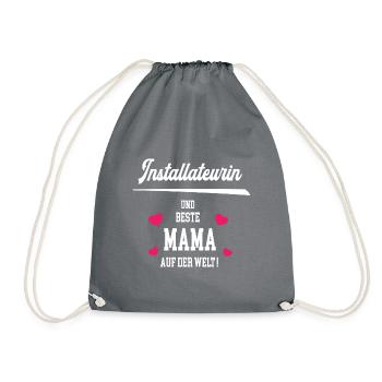 Installateurin Beste Mama Muttertag Geburtstag - Turnbeutel - Grau - Vorne
